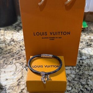 Black monogram Keep It bracelet w/logo & shoe charm